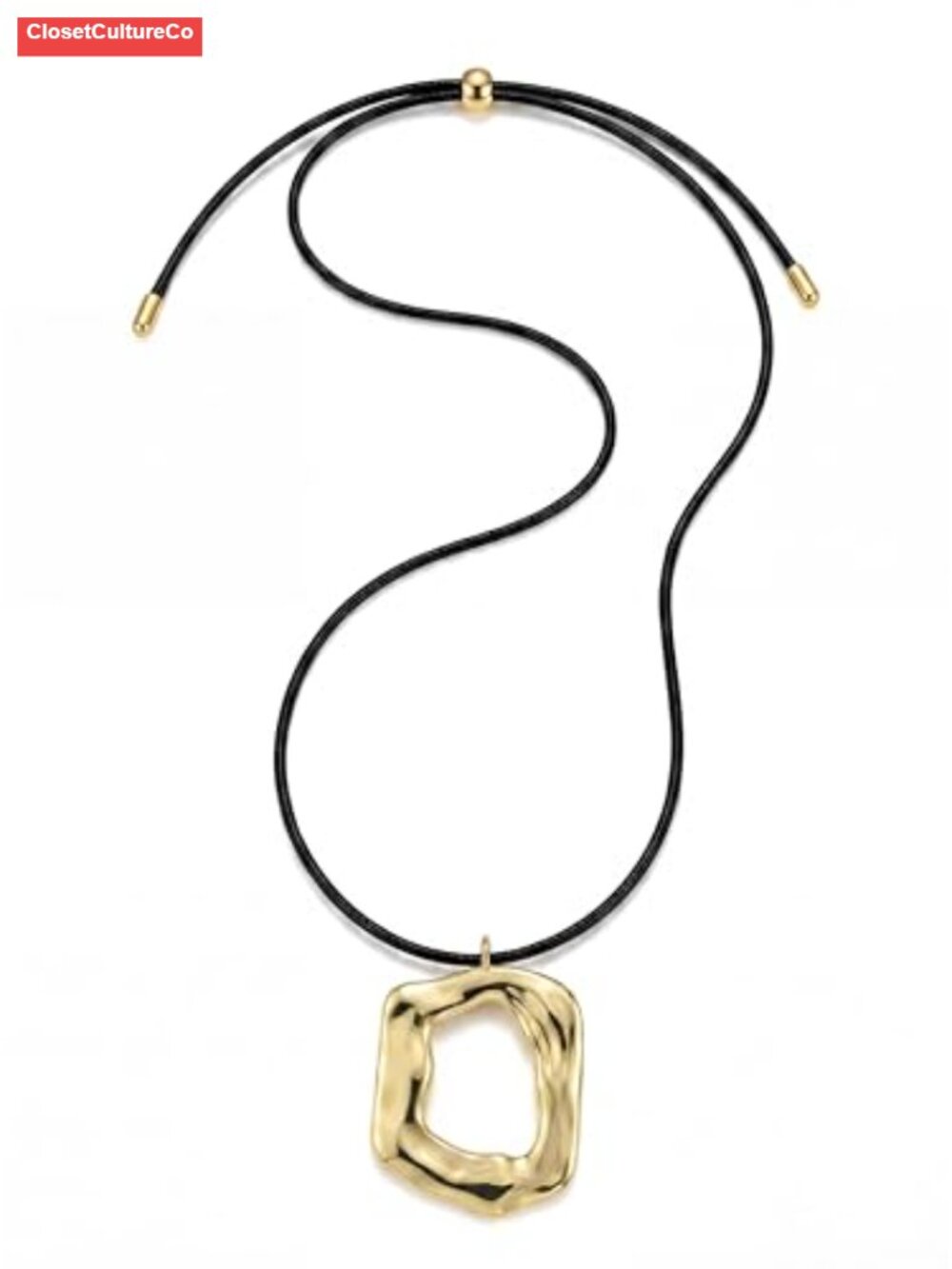 Long Pendant Necklace Leather Cord Gold-Tone Boho Women